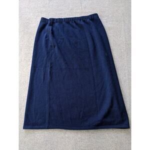 Vintage Talbots Pencil Skirt Size 14 Blue Knee Length Knit Stretch Made In USA